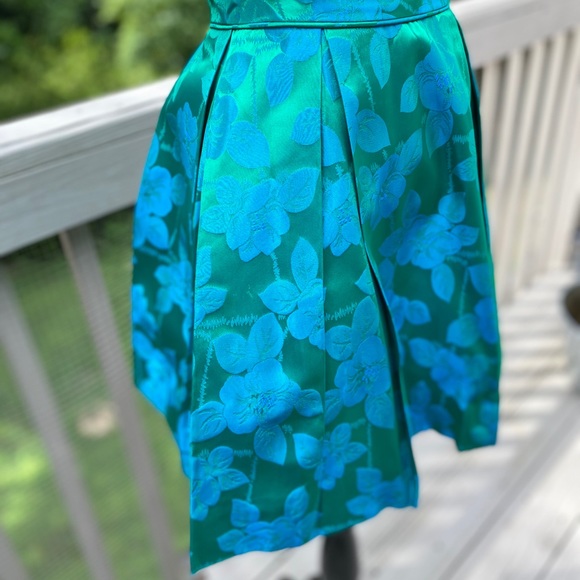 Vintage 50s 60 Metallic Mini Damask Cocktail Dress - Picture 7 of 10